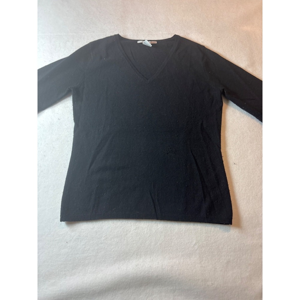 Evelyn Grace Cashmere‎ V Neck Long Sleeve Sweater Black Womens XS